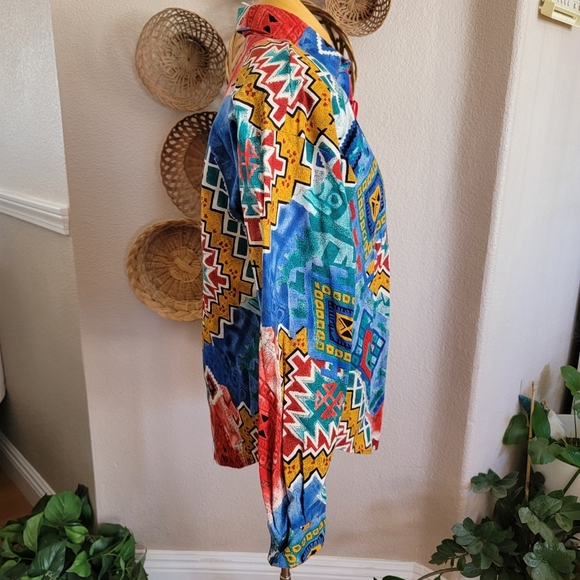 Vintage Western Circle T LS Shirt SZ L Bright Multi-Color - Picture 7 of 7